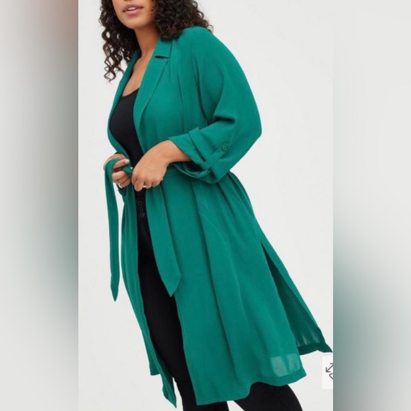 3x fits 3x 4x ⭐️ NEW w $70 TAG Torrid Polyester Chiffon Trench Lightweight Coat - Picture 4 of 11